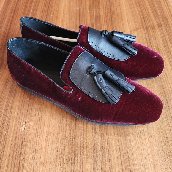 $685 New Salvatore Ferragamo Men Finnegan Red Velvet Tassel Loafers 10.5 main image 11